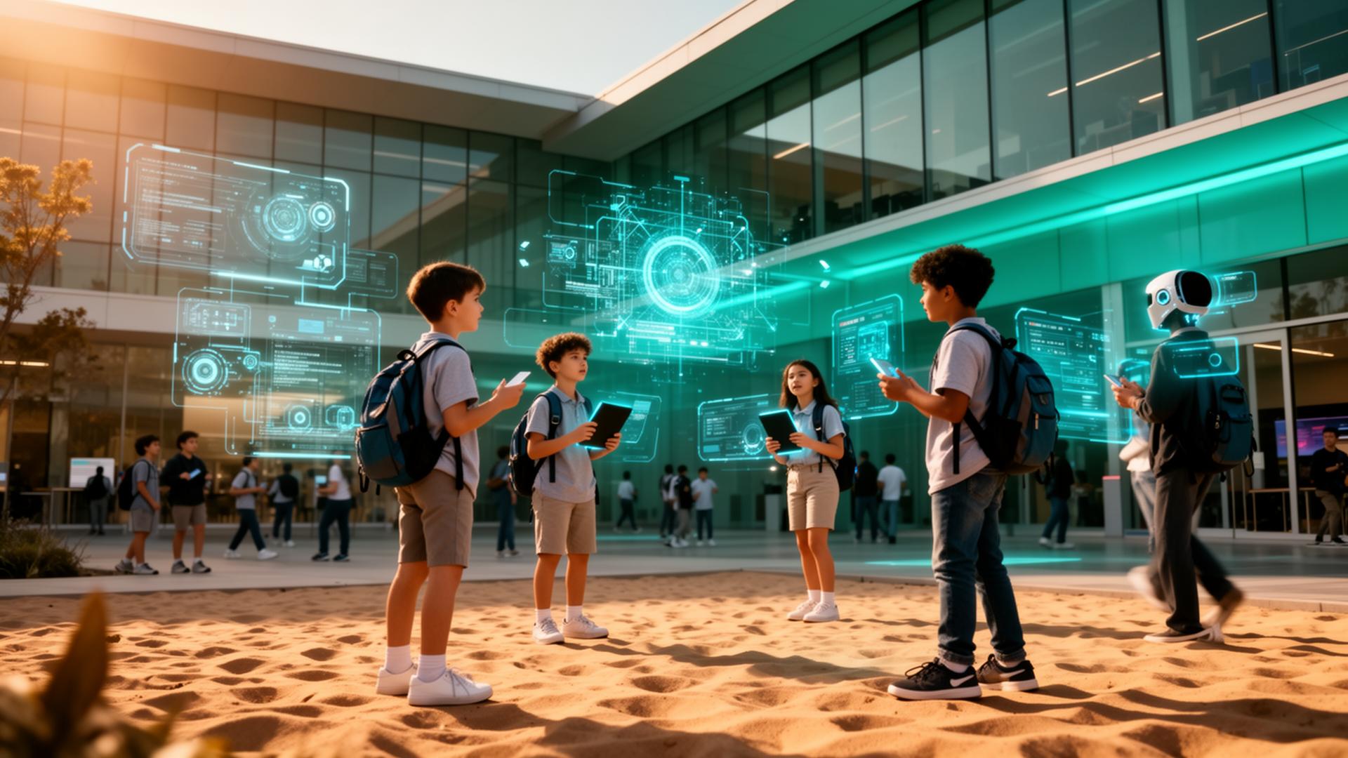 Estudantes em campus tech